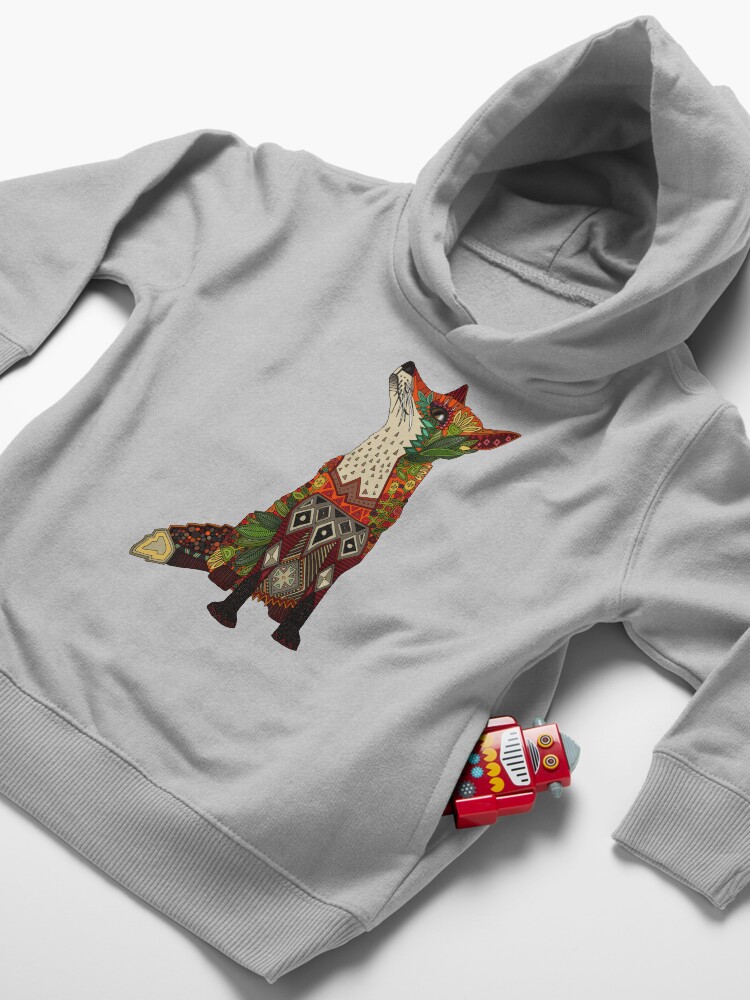 Alternate view of floral fox Toddler Pullover Hoodie