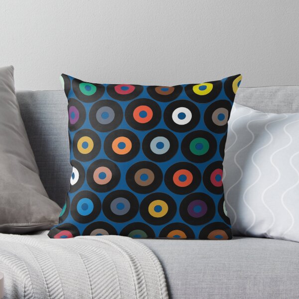 VINYL blue Throw Pillow