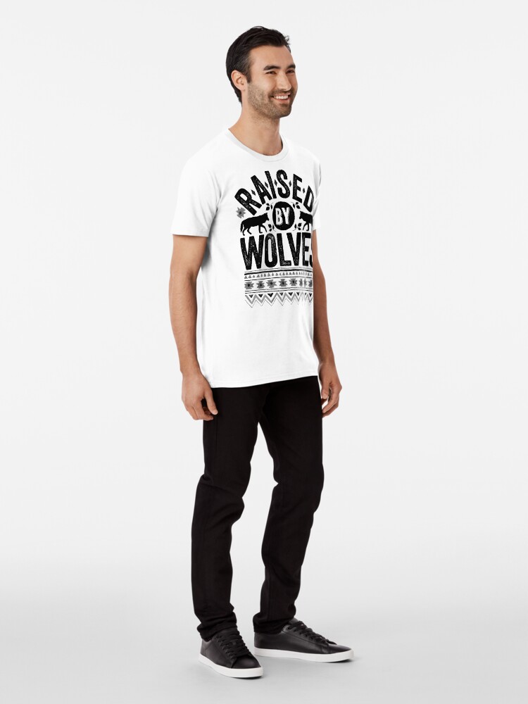 Alternate view of Raised By Wolves {Black + White} Premium T-Shirt