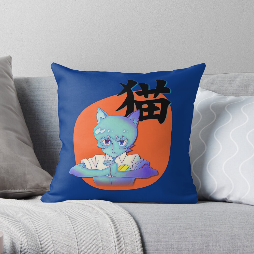 Anime Nicole with Cat in Japanese, Amazing world of Gumball Throw Pillow