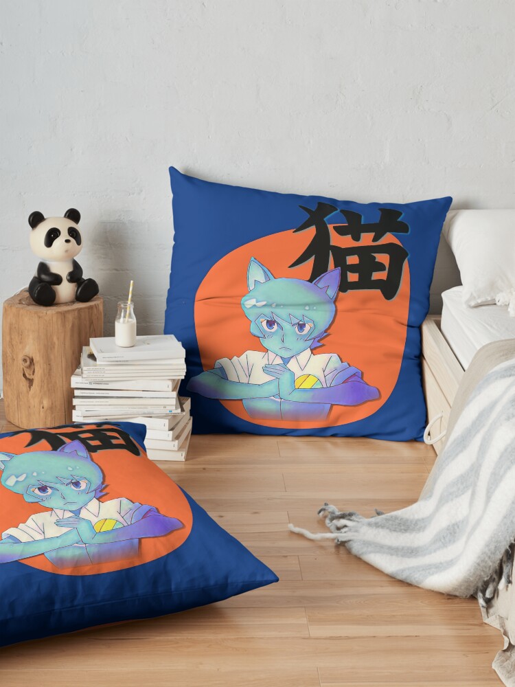 Alternate view of Anime Nicole with Cat in Japanese, Amazing world of Gumball Floor Pillow