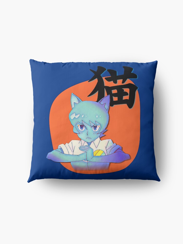 Alternate view of Anime Nicole with Cat in Japanese, Amazing world of Gumball Floor Pillow