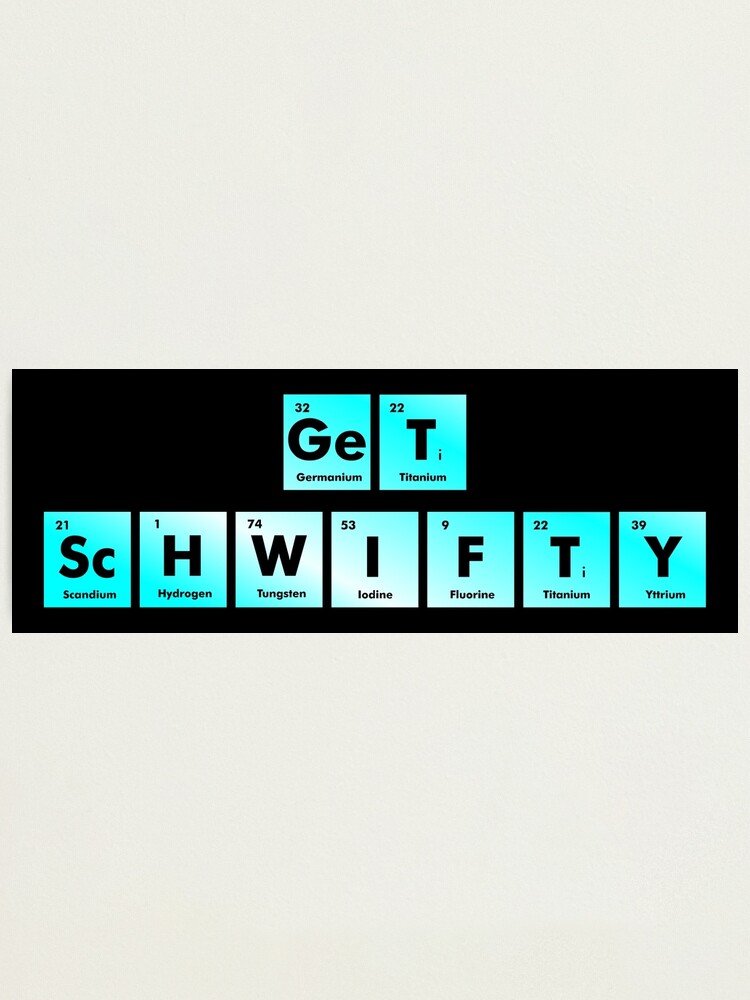 Alternate view of Get Schwifty Spelled with Chemical Symbols from the Periodic Table Photographic Print