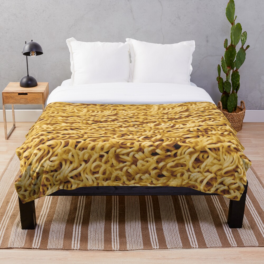 Seamless Ramen Noodle Pattern Throw Blanket