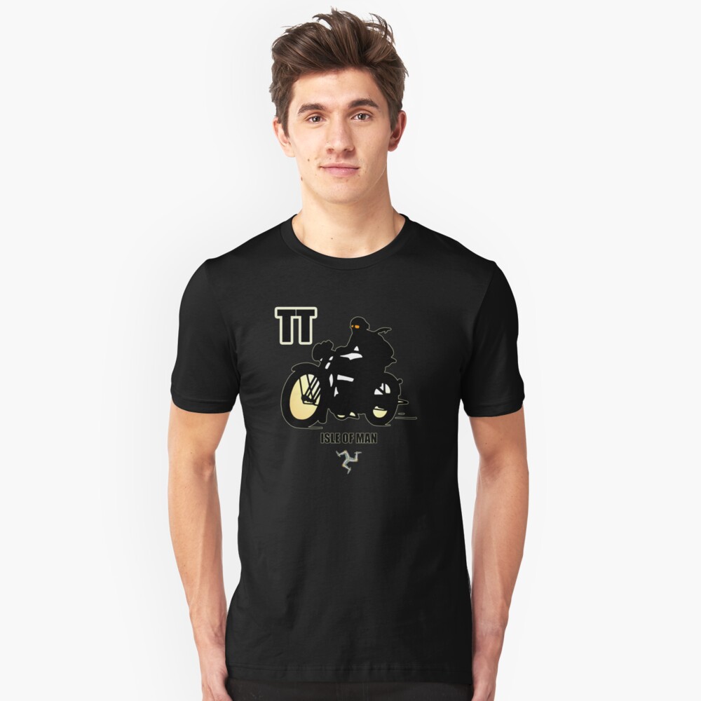 Isle Of Man TT Races Retro Biker Manx Flag 3 Legs Of Man Vintage Style Retro Print Slim Fit T-Shirt