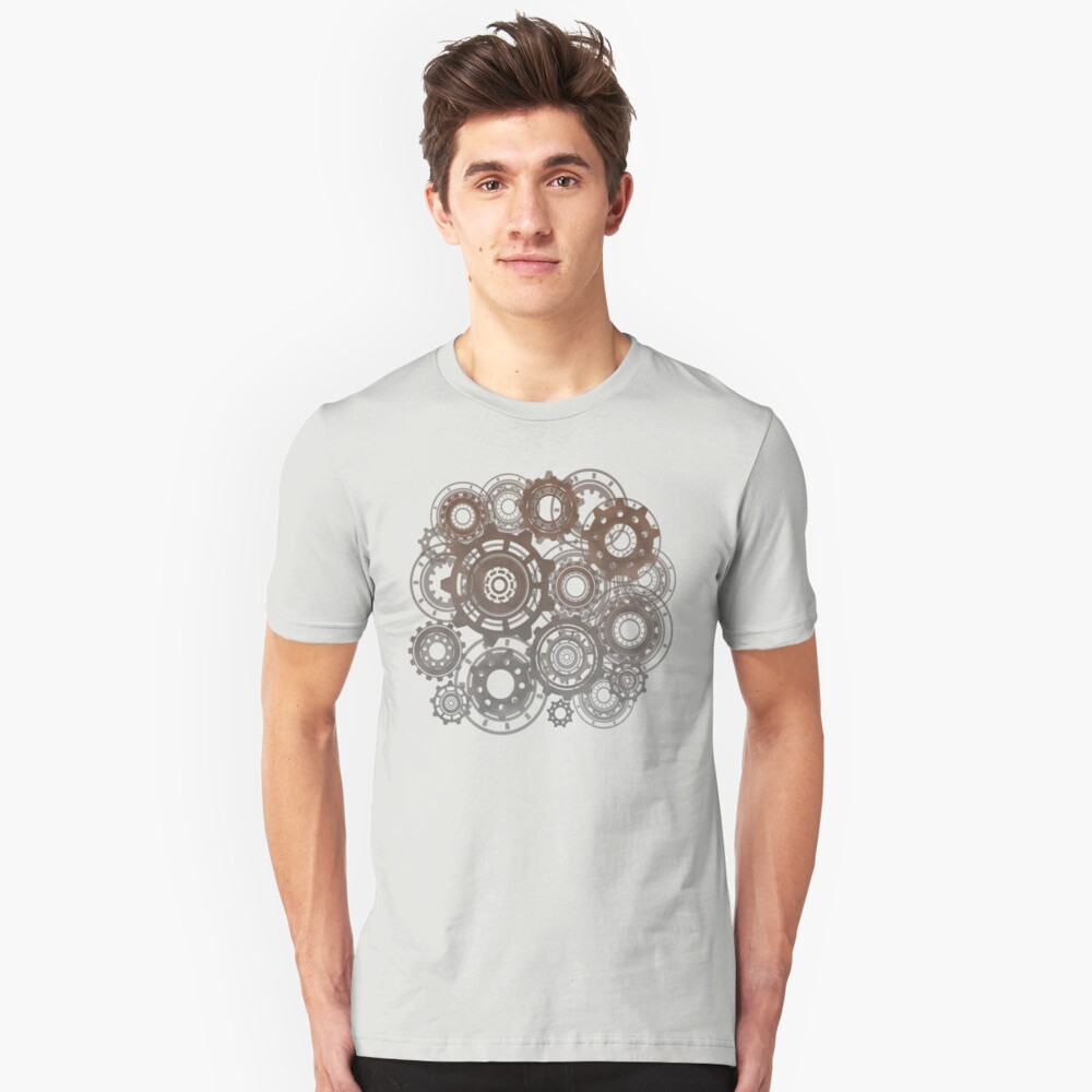 Steampunk Gears Cogs Clockwork Print Slim Fit T-Shirt
