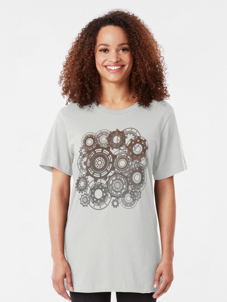 Alternate view of Steampunk Gears Cogs Clockwork Print Slim Fit T-Shirt