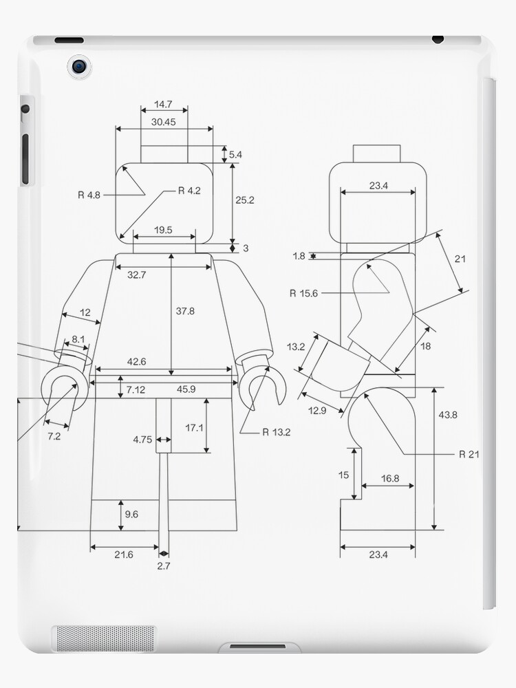 Lego Man Orthographic Drawing