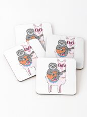 Sloth guitar llama Coasters
