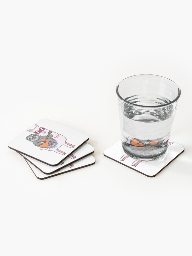 Alternate view of Sloth guitar llama Coasters (Set of 4)