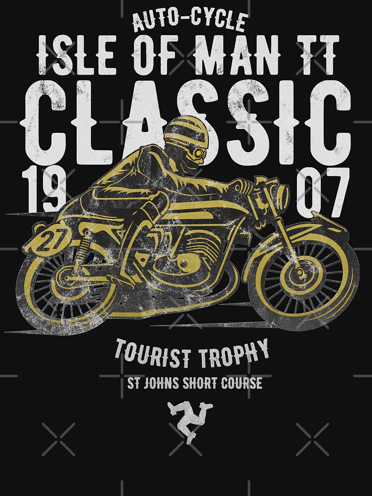 Isle Of Man TT Racing Manx Classic Vintage 3 Legs Of Man Flag Road Races GP Classic Print by thespottydogg