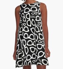Smart Glasses Pattern (white on black) A-Line Dress
