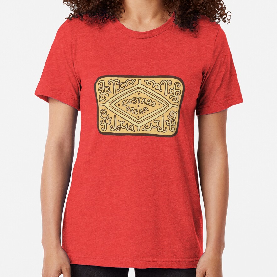 Custard Cream British Biscuit Tri-blend T-Shirt