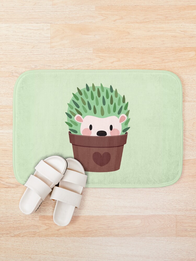 Alternate view of Hedgehogs disguised as cactuses Bath Mat
