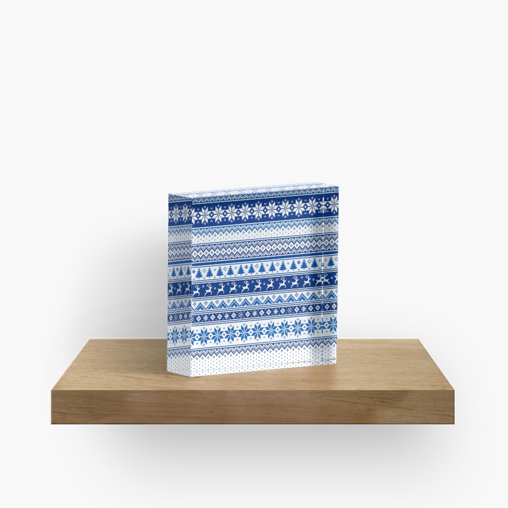 Nordic - Scandinavian Winter Blue Acrylic Block