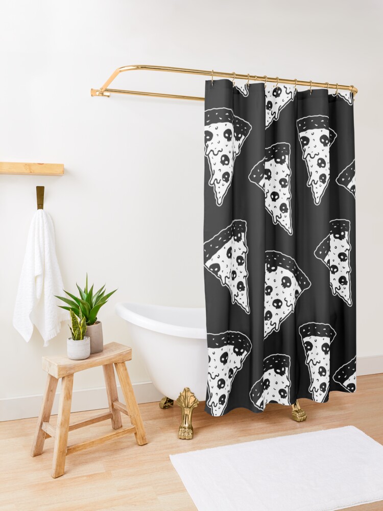 Alternate view of Death by Pizza Shower Curtain