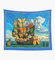 BUTTERFLY SHIP : Vintage Surreal Abstract Fantasy Print Tapestry