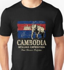 Cambodia Flag - Vintage Look Unisex T-Shirt