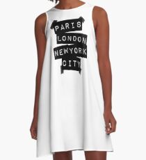 Paris. London. New York City. A-Line Dress