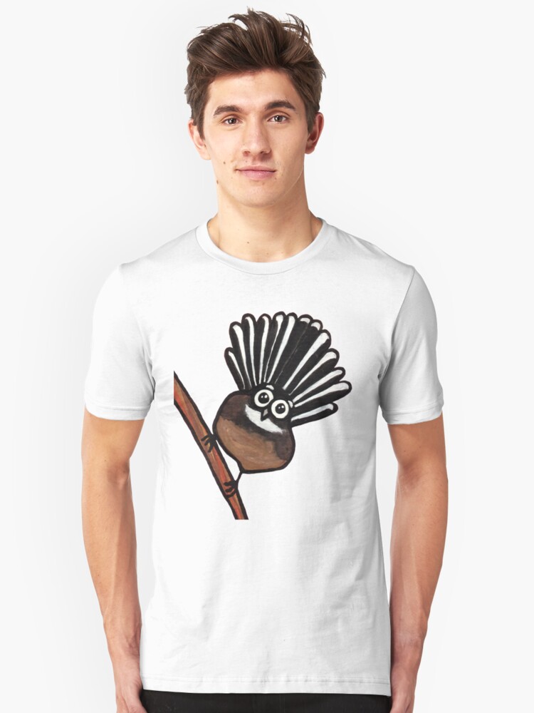 Alternate view of Cute Fantail - clock ft. Te Reo Maori numbers Slim Fit T-Shirt