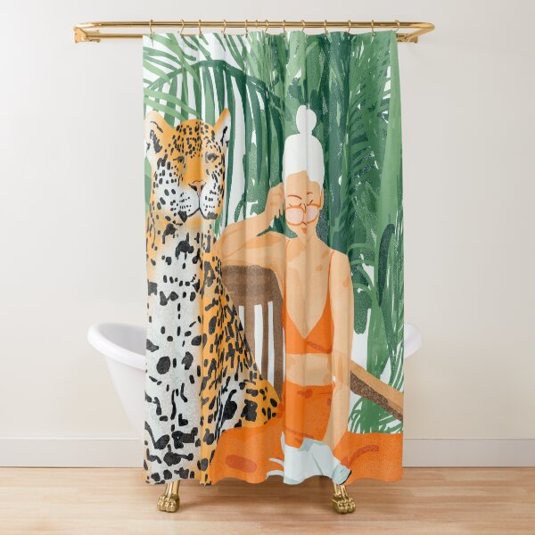 Jungle Vacay II #painting #illustration Shower Curtain