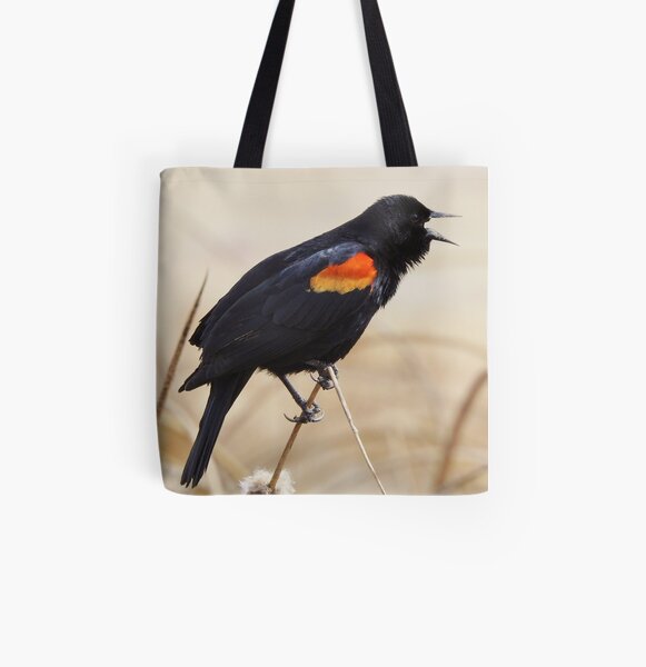 Red Winged Blackbird All Over Print Tote Bag