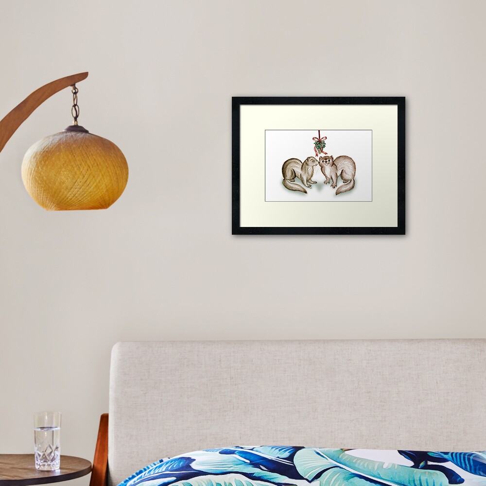 A Ferrety Kiss - Christmas Cards Framed Art Print