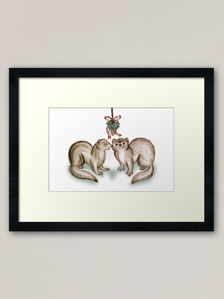 Alternate view of A Ferrety Kiss - Christmas Cards Framed Art Print