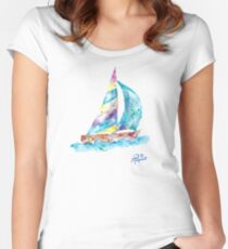 Sailboat no splots by Jan Marvin Women's Fitted Scoop T-Shirt