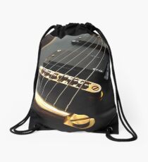 Black Guitar Drawstring Bag