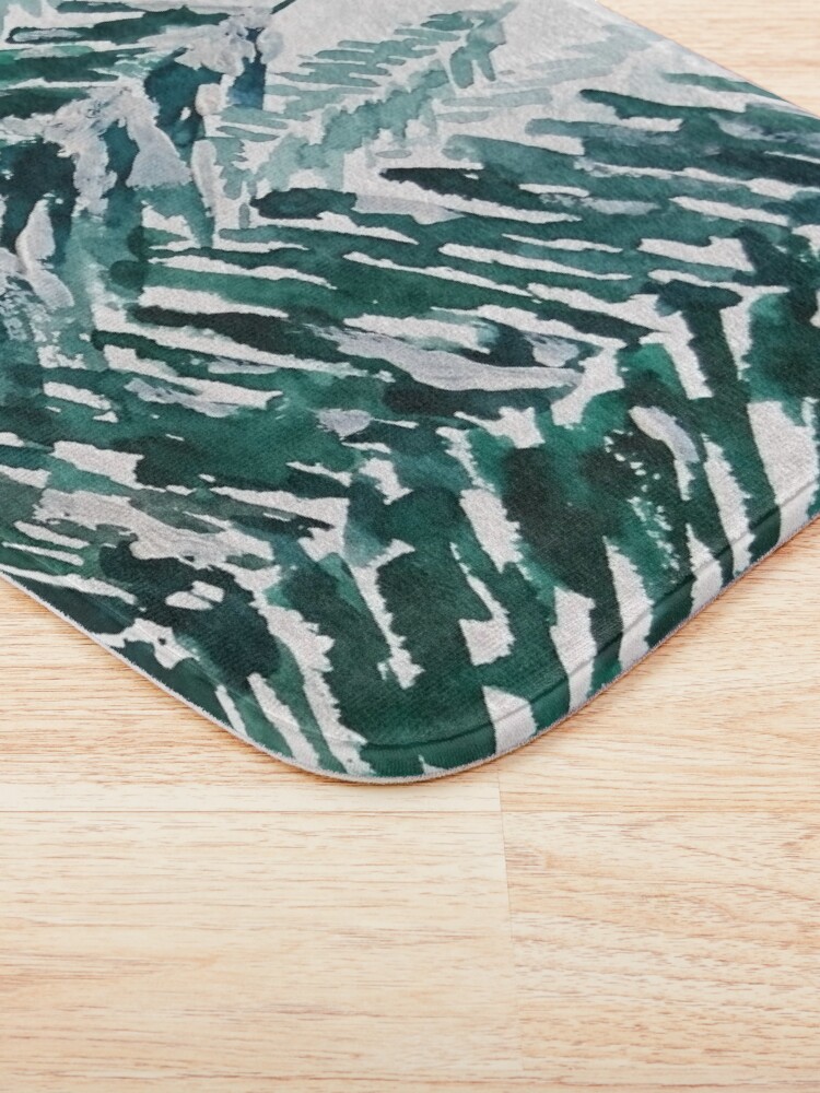 Alternate view of snowy pine forest green Bath Mat