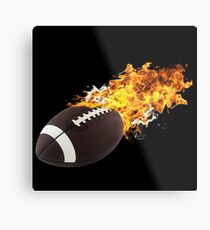 Flaming FootBall Metal Print
