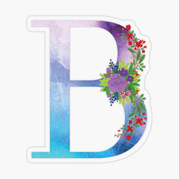 Floral Monogram Letter B Transparent Sticker