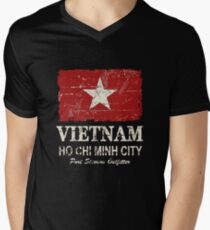 Camiseta de cuello en V Bandera de Vietnam - apariencia vintage