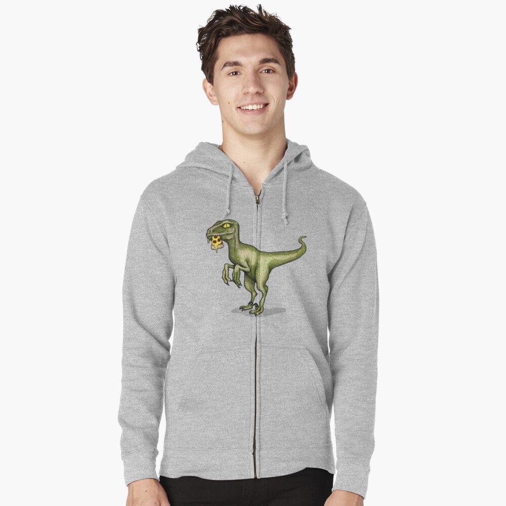 Raptor eating pizza Zipped Hoodie