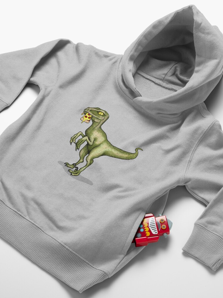 Alternate view of Raptor eating pizza Toddler Pullover Hoodie