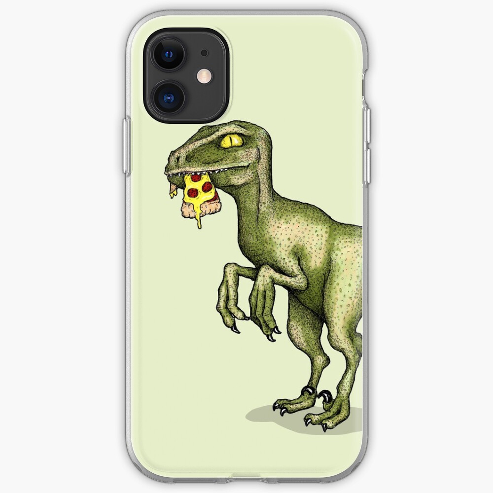 Raptor eating pizza iPhone Case & Cover