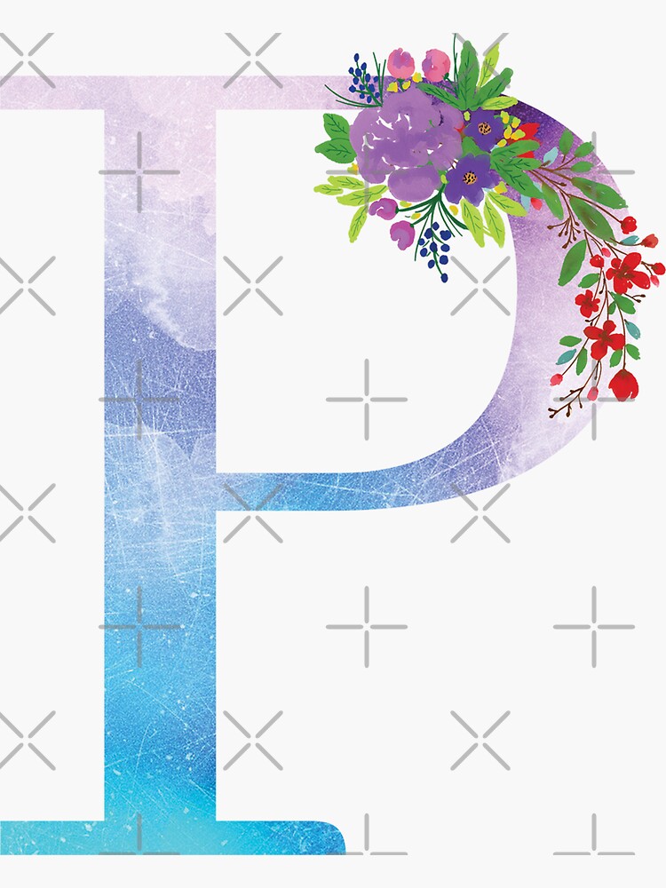 Watercolor Floral Monogram Letter P by tribbledesign