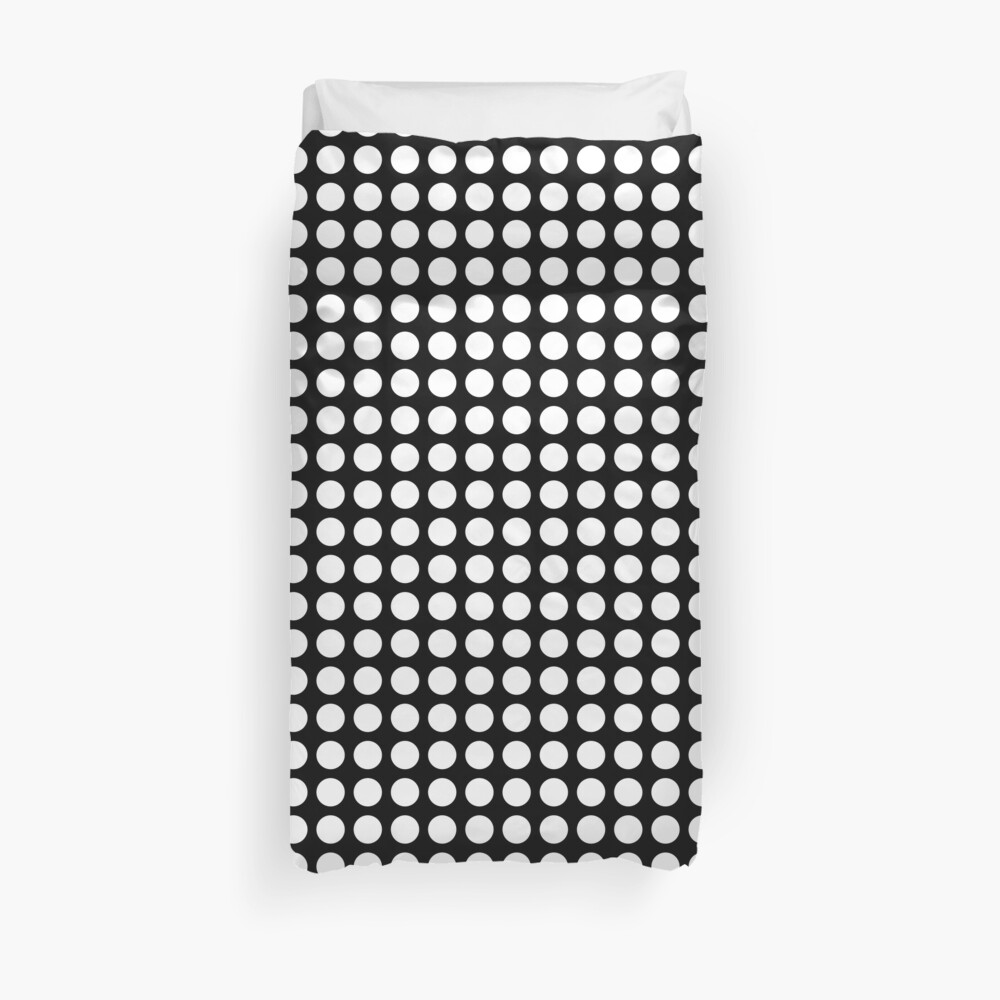 "white polka dots in black background" Duvet Cover by byjwp Redbubble