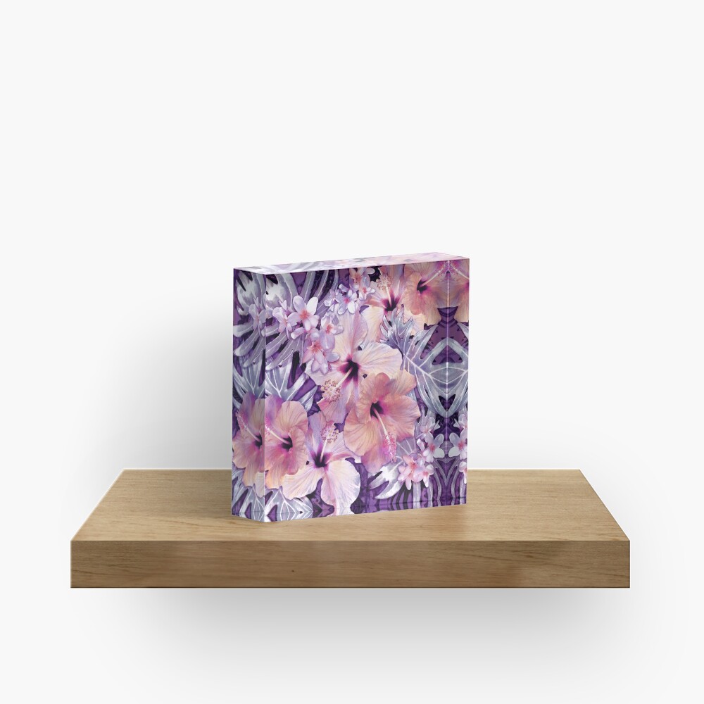 Violet Vintage Tropical Acrylic Block