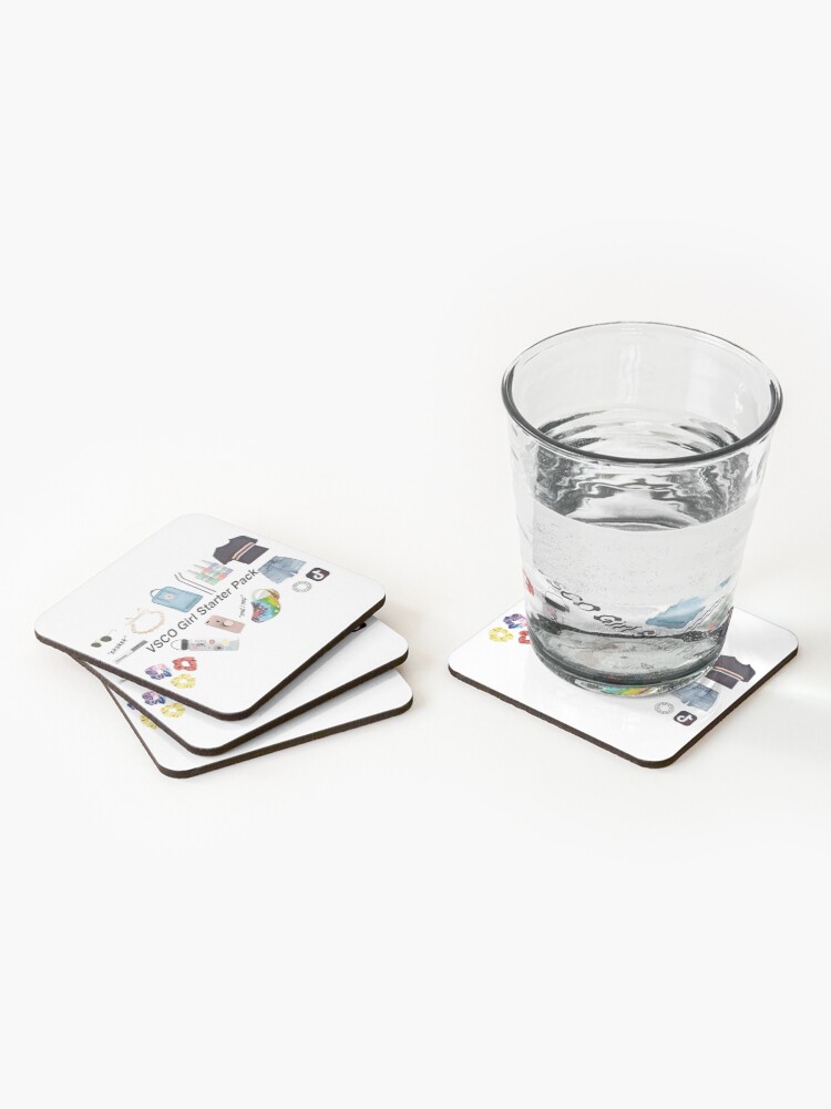 Alternate view of vsco girl starter pack, vsco girl packs Coasters (Set of 4)
