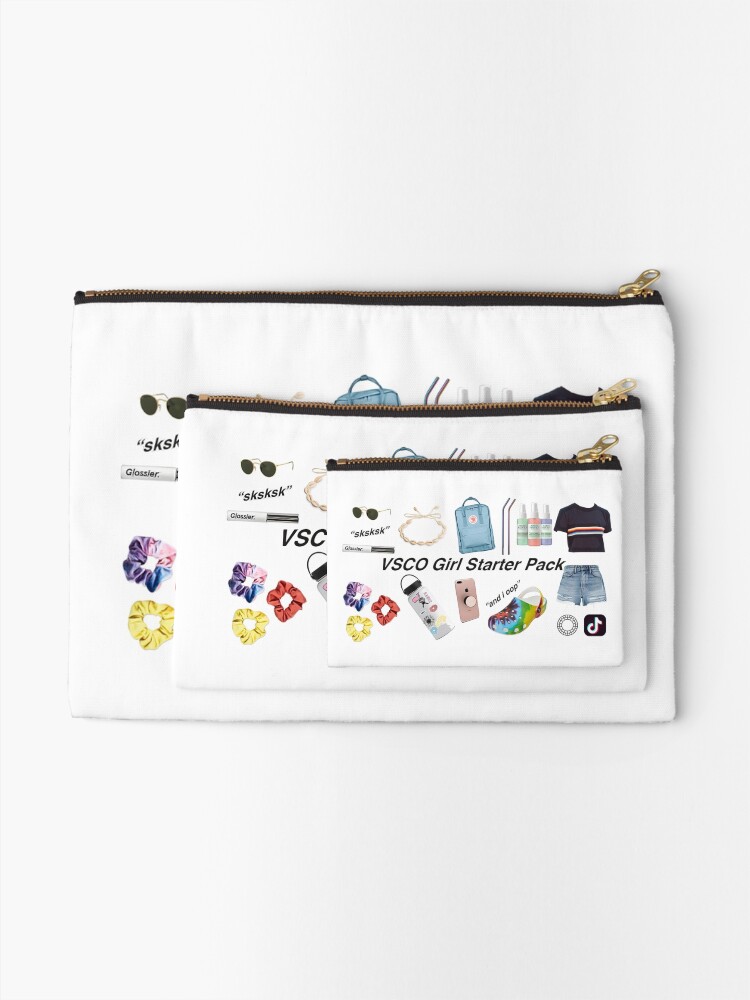 Alternate view of vsco girl starter pack, vsco girl packs Zipper Pouch