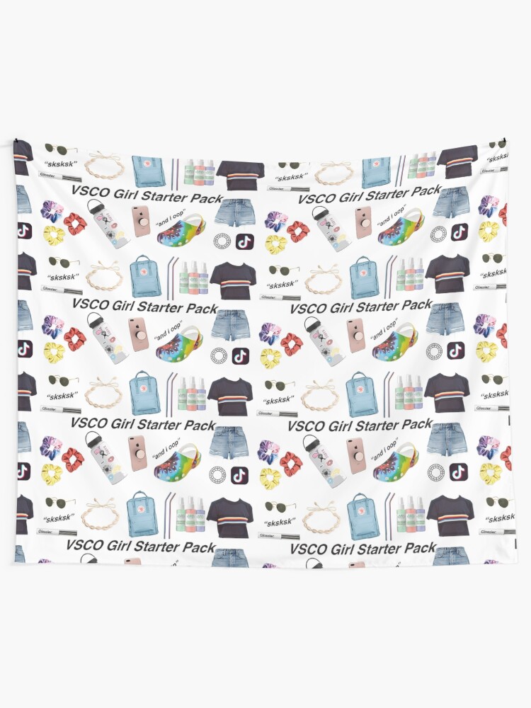 Alternate view of vsco girl starter pack, vsco girl packs Tapestry