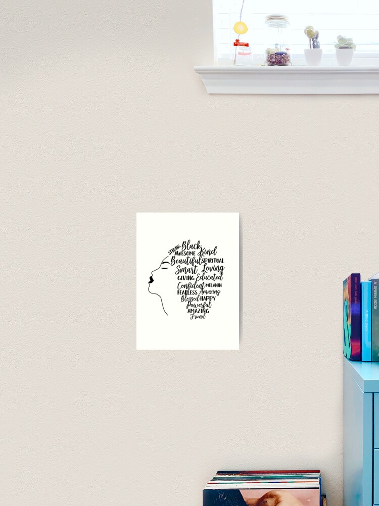 Black Woman Words In Curly Hair Art Print By Blackartmatters