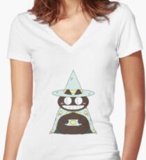 Ice Cream Cat Wizard Fitted V-Neck T-Shirt