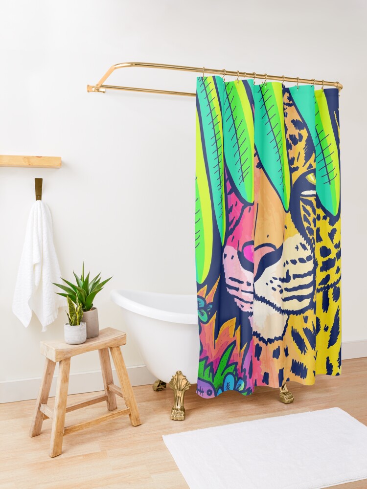 Alternate view of Jungle leopard Shower Curtain