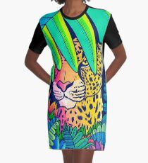 Jungle leopard Graphic T-Shirt Dress