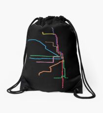 Chicago "L" Map Drawstring Bag