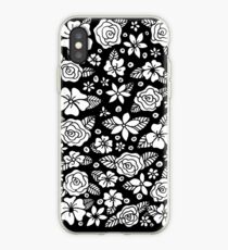 Schwarz Blumen iPhone-Hülle & Cover