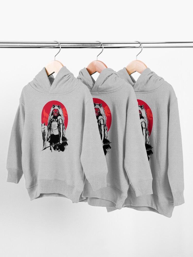 Alternate view of Wolf Girl sumi-e Toddler Pullover Hoodie